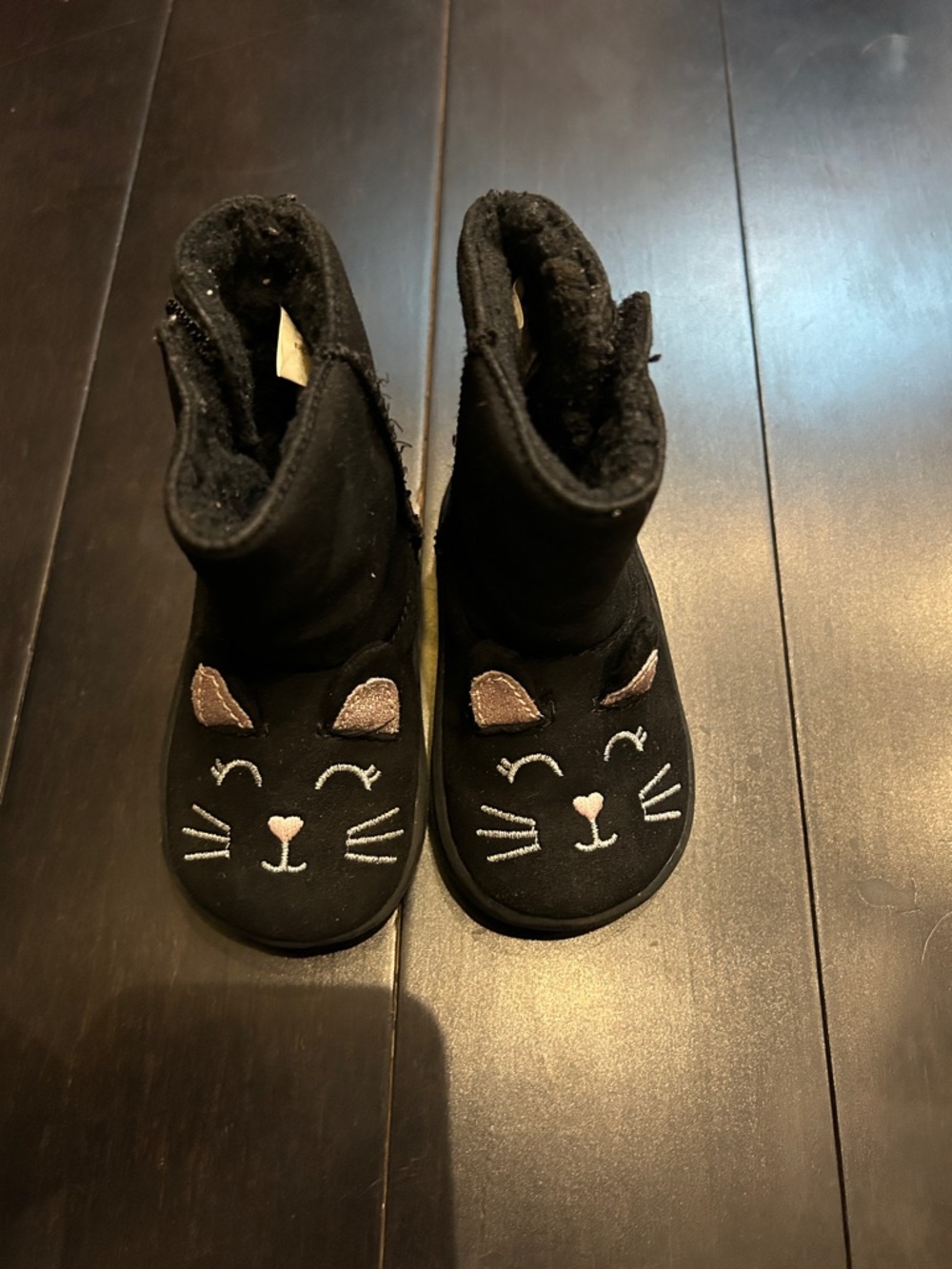 Wonder Nation Black Kitty Face Toddler Boots Size 2